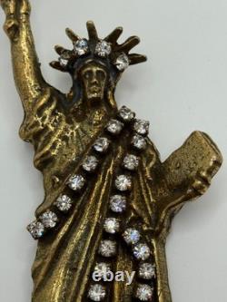 Large Vintage Marla Buck Statue of Liberty Rhinestone Brooch