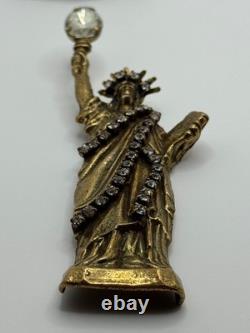 Large Vintage Marla Buck Statue of Liberty Rhinestone Brooch