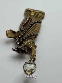 Large Vintage Marla Buck Statue of Liberty Rhinestone Brooch