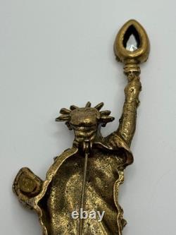 Large Vintage Marla Buck Statue of Liberty Rhinestone Brooch