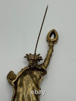 Large Vintage Marla Buck Statue of Liberty Rhinestone Brooch