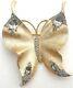 Large Vintage Trifari Alfred Philippe Butterfly Brooch Pin Smoky Rhinestones