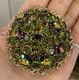 Large Vintage Watermelon Rivoli Rhinestone Brooch Pin Domed High End Gorgeous
