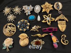 Lot 19 Vintage Designer Brooches W Germany Emmons BSK Crystal Julianna AK Avon