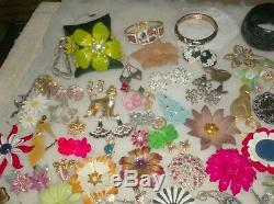 Lot Lbs 140 Pcs Vintage Enamel Flower Brooches Pins Bracelets Necklaces Earrings