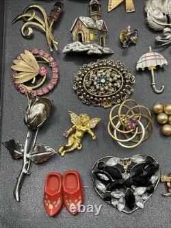 Lot Of Vintage Antique Pin Brooch Brooches Pinback Rhinestone