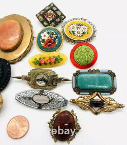 Lot Victorian & Art Deco Brooches 15pcs Mosaic Limoges Vintage Antique Jewelryy