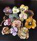 Lot of 12 Vintage Flower Pins Brooches Pansy Pansies