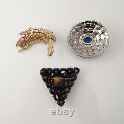 Lot of 13 Vintage High End Prong Set Rhinestone Kramer Garne Jewelry for Repair
