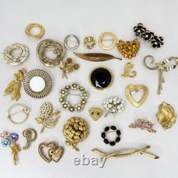 Lot of 29 Vintage Brooches Rhinestone Enamel Emmons Kramer Mamselle
