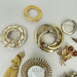 Lot of 29 Vintage Brooches Rhinestone Enamel Emmons Kramer Mamselle