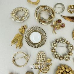 Lot of 29 Vintage Brooches Rhinestone Enamel Emmons Kramer Mamselle