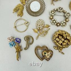 Lot of 29 Vintage Brooches Rhinestone Enamel Emmons Kramer Mamselle