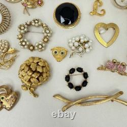 Lot of 29 Vintage Brooches Rhinestone Enamel Emmons Kramer Mamselle