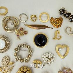 Lot of 29 Vintage Brooches Rhinestone Enamel Emmons Kramer Mamselle