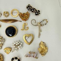 Lot of 29 Vintage Brooches Rhinestone Enamel Emmons Kramer Mamselle