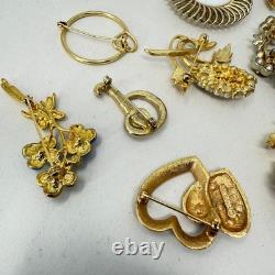 Lot of 29 Vintage Brooches Rhinestone Enamel Emmons Kramer Mamselle