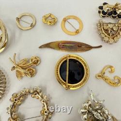 Lot of 29 Vintage Brooches Rhinestone Enamel Emmons Kramer Mamselle