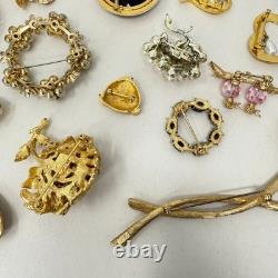 Lot of 29 Vintage Brooches Rhinestone Enamel Emmons Kramer Mamselle