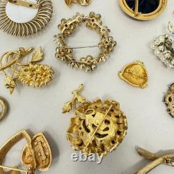 Lot of 29 Vintage Brooches Rhinestone Enamel Emmons Kramer Mamselle