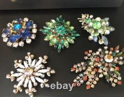 Lot of 5 Vintage Riveted Brooch Pins (lot R1)