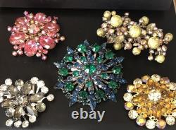 Lot of 5 Vintage Riveted Brooch Pins (lot R3)