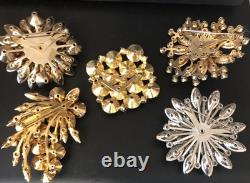 Lot of 5 Vintage Riveted Brooch Pins (lot R4)