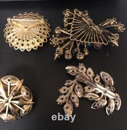 Lot of 6 Vintage Riveted Brooch Pins (lot R10)