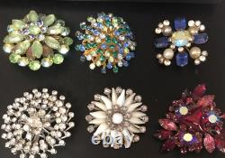 Lot of 6 Vintage Riveted Brooch Pins (lot R9)