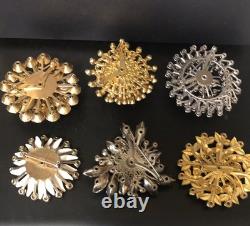 Lot of 6 Vintage Riveted Brooch Pins (lot R9)