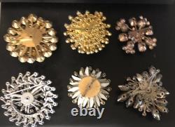 Lot of 6 Vintage Riveted Brooch Pins (lot R9)