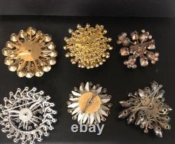 Lot of 6 Vintage Riveted Brooch Pins (lot R9)