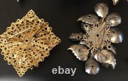 Lot of 7 Vintage Riveted Brooch Pins (lot R8)