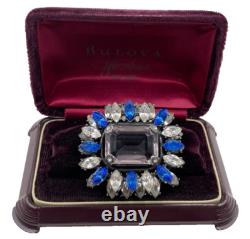 Lrg Violet Crystal Vntage Brooch Tiered Rhinestones Decorative Prongs Schreiner