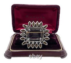 Lrg Violet Crystal Vntage Brooch Tiered Rhinestones Decorative Prongs Schreiner