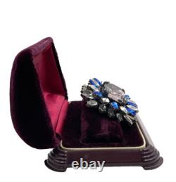 Lrg Violet Crystal Vntage Brooch Tiered Rhinestones Decorative Prongs Schreiner