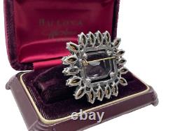 Lrg Violet Crystal Vntage Brooch Tiered Rhinestones Decorative Prongs Schreiner