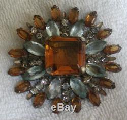 MAGNIFICENT Vintage Adele Simpson Sterling Silver Pave Rhinestone Brooch Pin