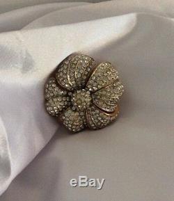 MAGNIFICENT Vintage LES BERNARD Camellia Brooch Pin In Exquisite Condition