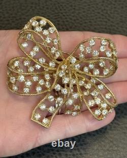 MASSIVE Vintage SIGNED Donald Stannard Rhinestone HUGE Bow Brooch KJL Designer