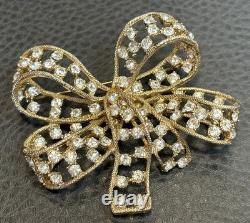 MASSIVE Vintage SIGNED Donald Stannard Rhinestone HUGE Bow Brooch KJL Designer