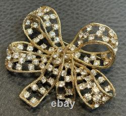 MASSIVE Vintage SIGNED Donald Stannard Rhinestone HUGE Bow Brooch KJL Designer