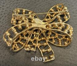 MASSIVE Vintage SIGNED Donald Stannard Rhinestone HUGE Bow Brooch KJL Designer