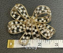 MASSIVE Vintage SIGNED Donald Stannard Rhinestone HUGE Bow Brooch KJL Designer