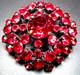 MAX MULLER West Germany Red Rhinestone Black Japanned Vintage Pin Brooch