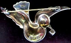 MAZER Sterling Silver Rhinestone Bird Vintage Pin Brooch