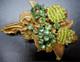 MIRIAM HASKELL Uranium Rhinestone Green Glass Bead Vintage Pin Brooch