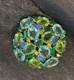 Magnificent Vintage Castlecliff Brooch, Teal, Peridot, Green, Aqua Rhinestones