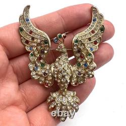 Magnificent Vintage Rhinestone Fantasy Bird Brooch Jeweled Peacock Phoenix Pin Magnificent Vintage Rhinestone Fantasy Bird Brooch Jeweled Peacock Phoenix Pin