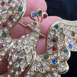Magnificent Vintage Rhinestone Fantasy Bird Brooch Jeweled Peacock Phoenix Pin Magnificent Vintage Rhinestone Fantasy Bird Brooch Jeweled Peacock Phoenix Pin
